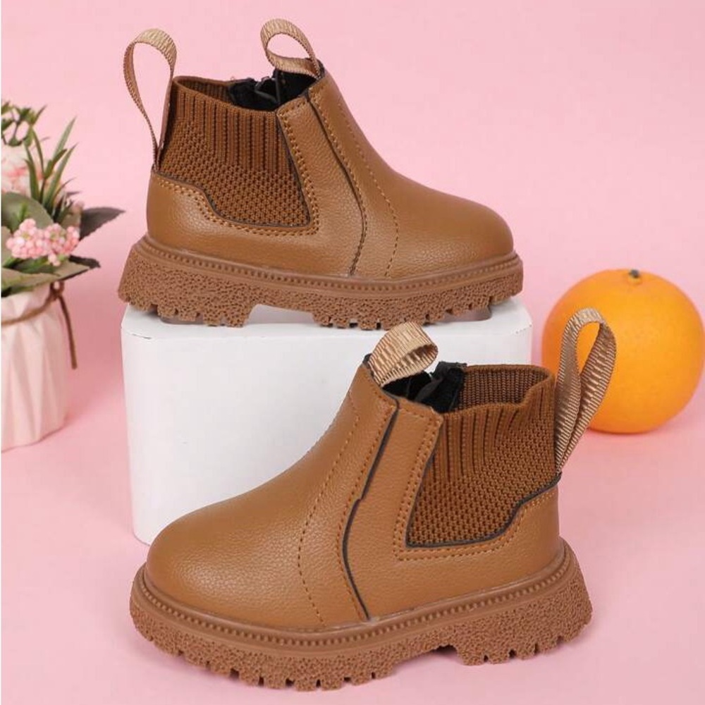 NWT Infant Kids Toddler 6.5 Unisex Brown Boots Zipper Dress Formal Winter Fall